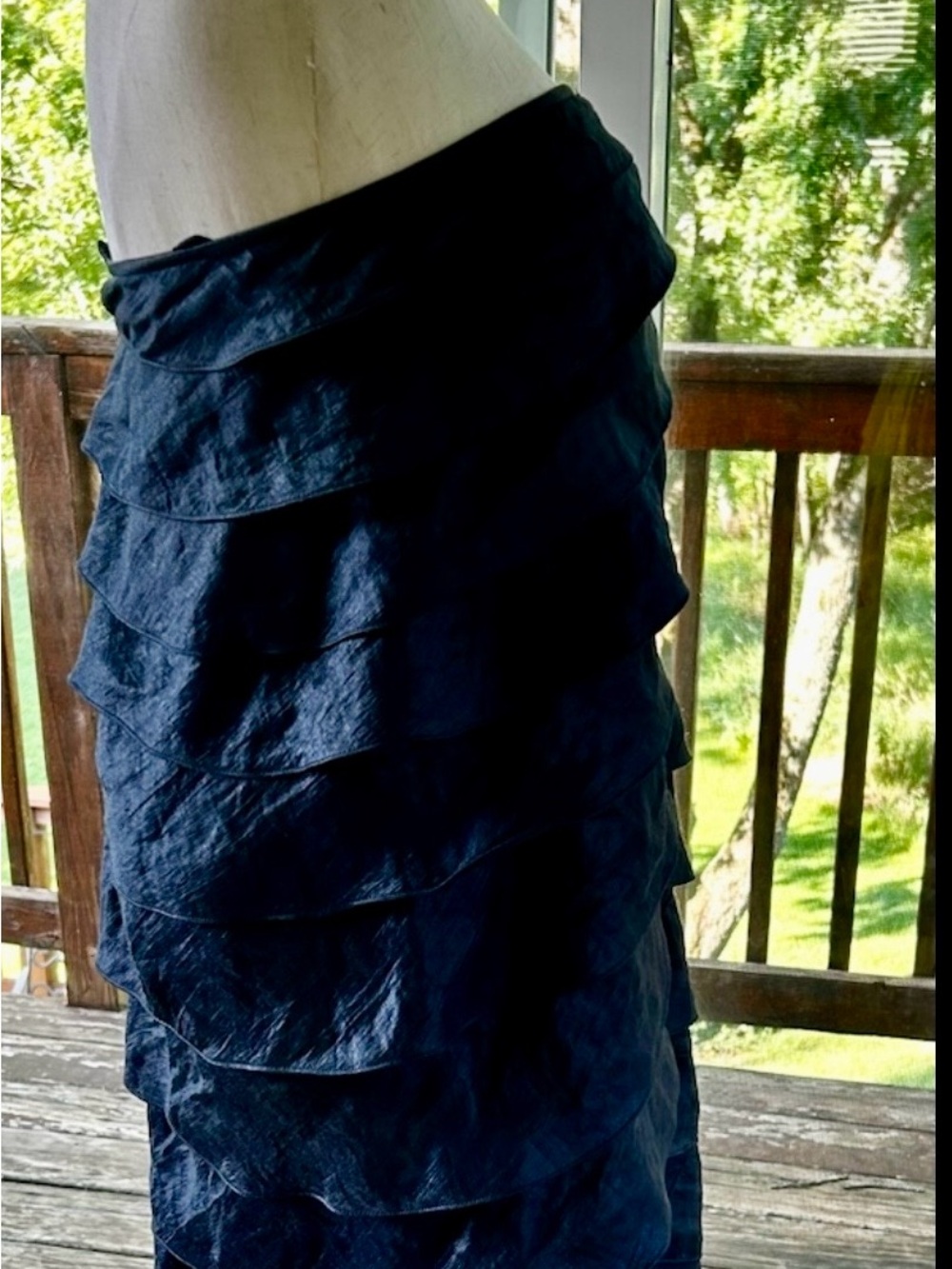 Adriana Papell Women's Navy Blue Layered Ruffle Maxi Dress Size 8 - Picture 4 of 6